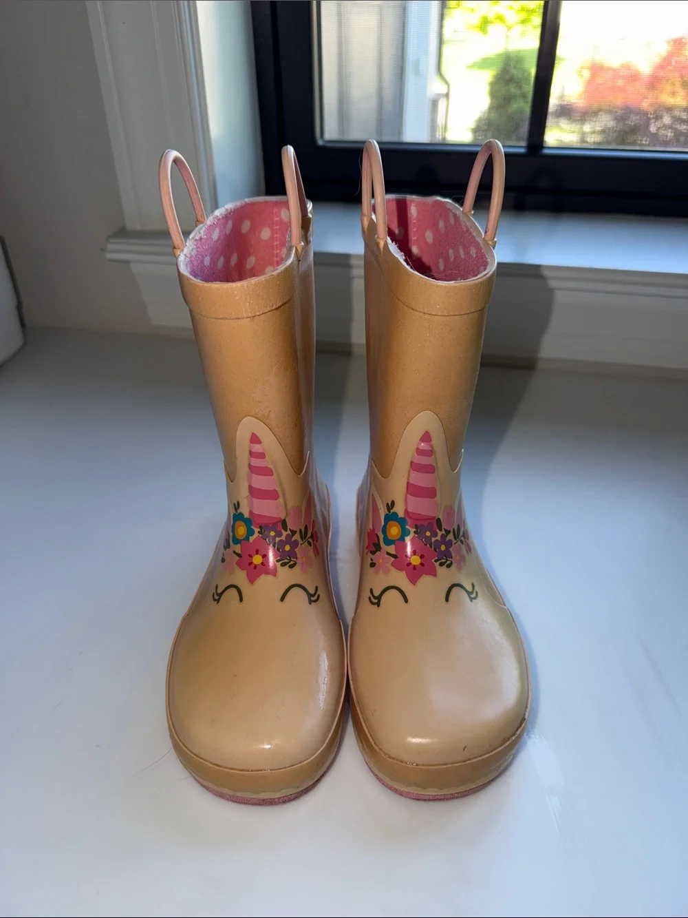 Western Chief Peach and Pink Kids' Unicorn Rain Boots